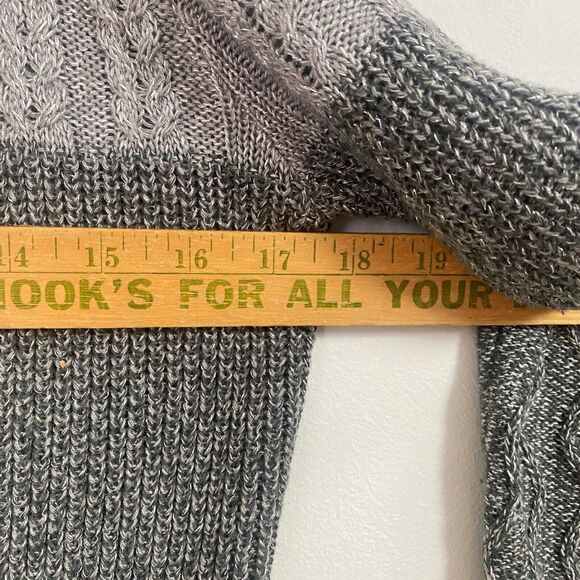 Soho NY & Co Jeans Sweater Charcoal Melange Off Shoulder Tie Back Women's Size M - Picture 4 of 8